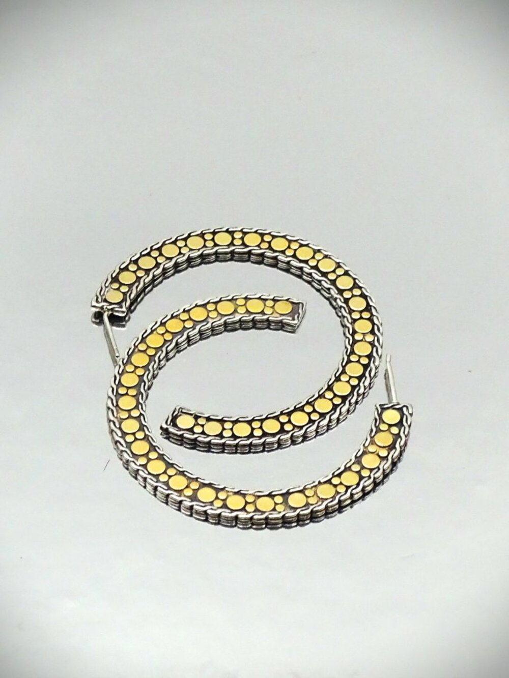 JOHN HARDY Dot Collection Sterling Silver 18K Yellow Gold Big Hoop Earrings